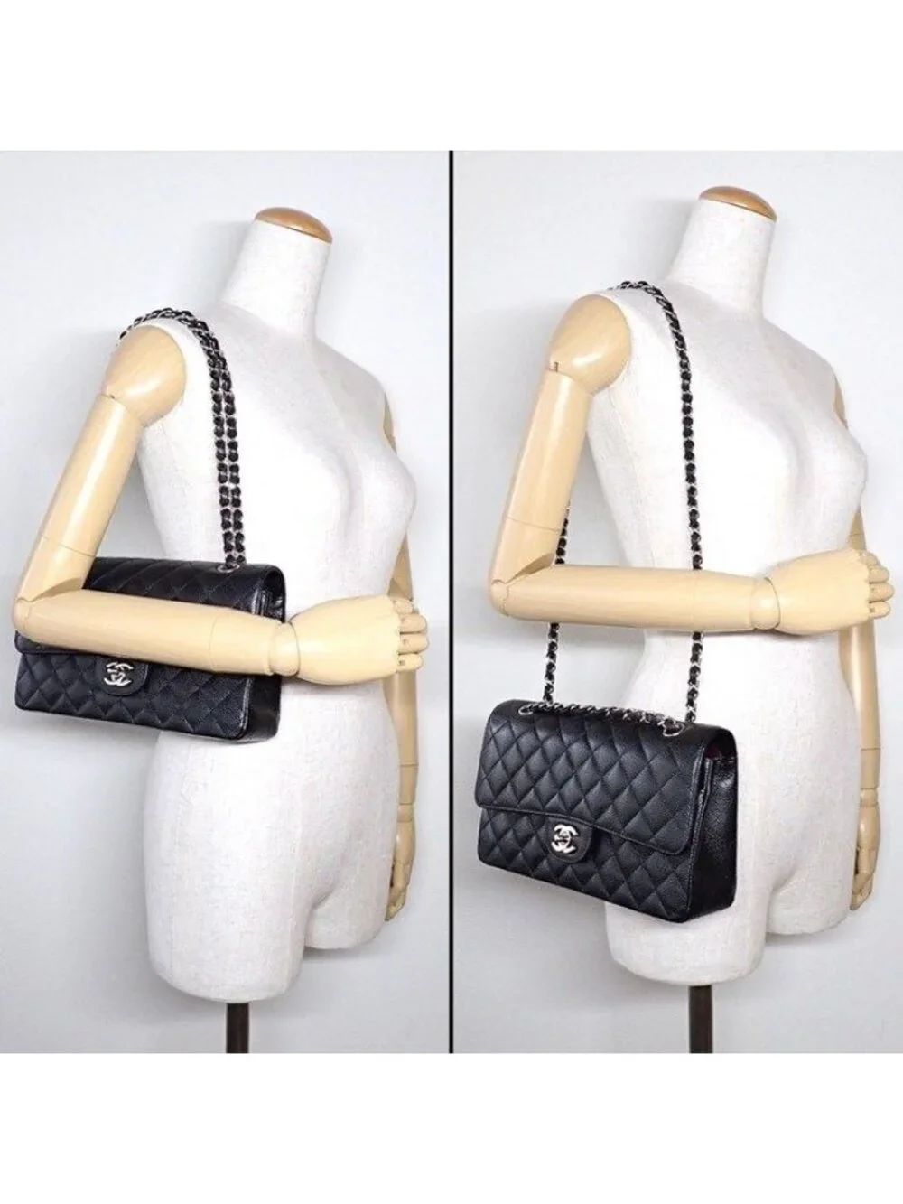 Chanel Shoulder Bag Quilted 25 11.12 Classic Black Caviar Leather